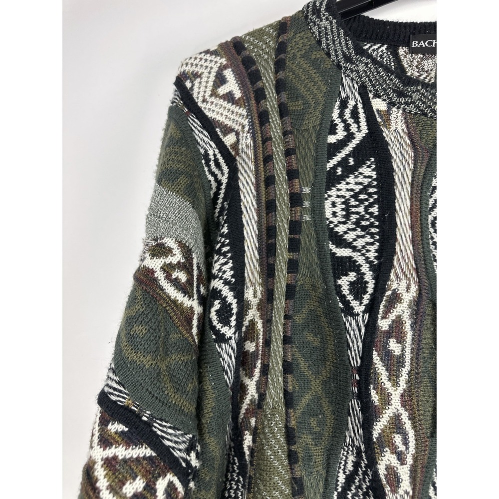 Bachrach Knit 3D Textured Sweater Cosby Biggie Style Earth Tones Mens Size Large - Picture 11 of 16